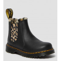 Dr Martens ботинки TODDLER 2976 LEOPARD FAUX FUR ROMARIO BLACK