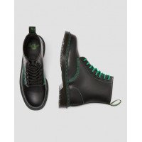 Dr Martens 1460 BLACK SMOOTH CONTRAST черные с зеленые шнурками