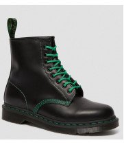 Ботинки Dr Martens 1460 BLACK SMOOTH CONTRAST черные с зеленые шнурками